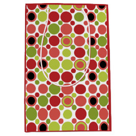 Sacola Para Presentes Média Bolha de Presente Retro Vermelho, Verde e Rosa