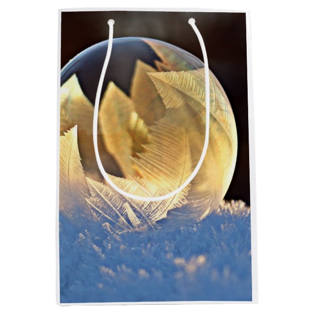 Sacola Para Presentes Média Bolha de sabão na neve (Frente)