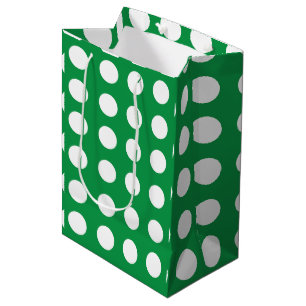 Sacola Para Presentes Média Bolinhas branca verde, gira