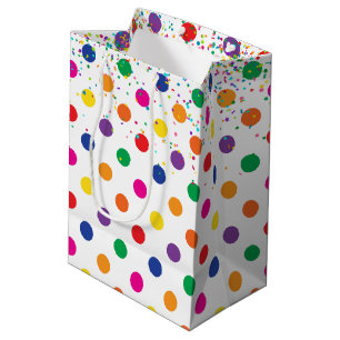 Sacola Para Presentes Média Bolinhas Coloridas Com Confetti do Partido