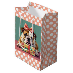 Sacola Para Presentes Média Bolinhas de Aniversário de Cachorro
