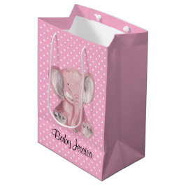 Sacola Para Presentes Média Bolinhas de Design de elefante rosa - barra de pre