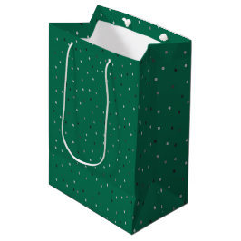 Sacola Para Presentes Média Bolinhas prateadas em verde