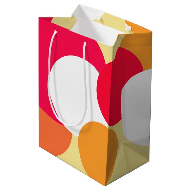 Sacola Para Presentes Média Bolinhas rosa, laranja e amarela (Verso inclinado)