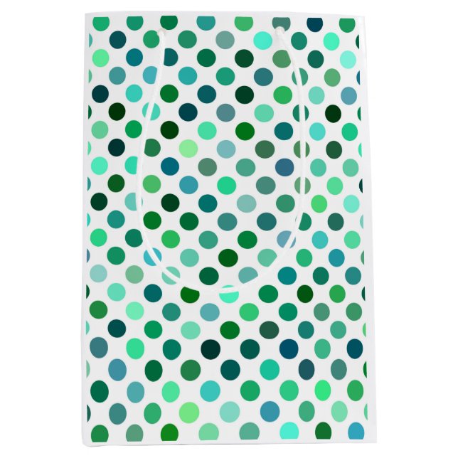 Sacola Para Presentes Média Bolinhas verde e azul (Frente)