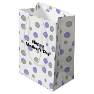 Sacola Para Presentes Média Bolinhas Verde Roxo Moderno