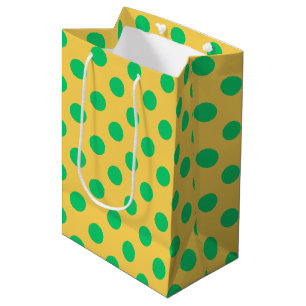 Sacola Para Presentes Média bolinhas verdes em amarelo