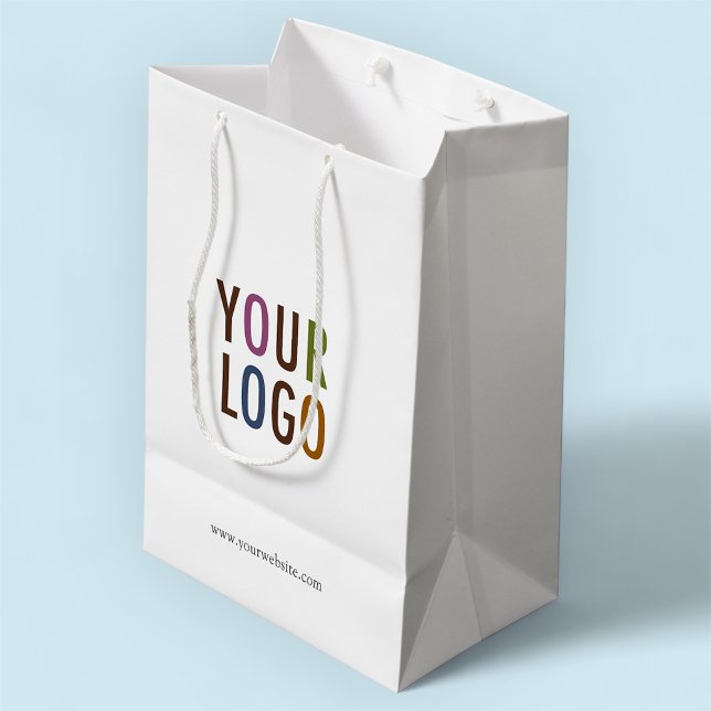 Sacola Para Presentes Média Bolsa de compras impressa personalizada com o logo (MISOOK White Gift Bag with Logo)