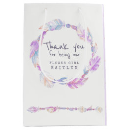 Sacola Para Presentes Média Bolsa de favores roxos de penas e miçangas