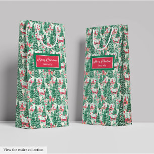 Sacola Para Presentes Média Bolsa de Natal vermelha magenta monograma preppy