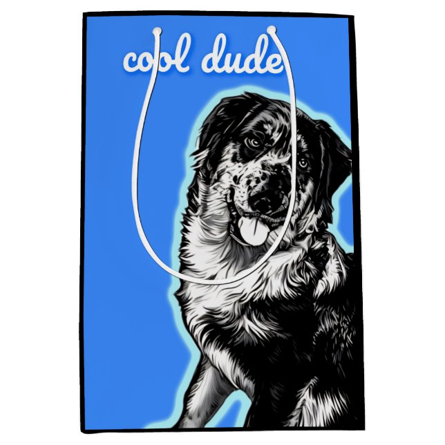 Sacola Para Presentes Média Bolsa de Presente Cool Dude Australian Shephard (Frente)