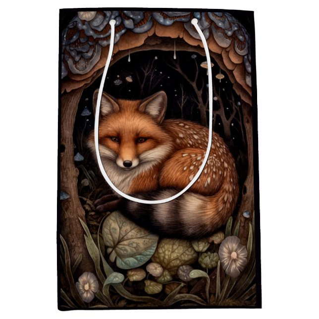 Sacola Para Presentes Média Bolsa de Presente da Fox Meia-Noite (Frente)