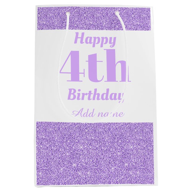 Sacola Para Presentes Média bolsa de presente de aniversário de 4º aniversário (Frente)