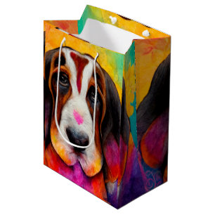Sacola Para Presentes Média Bolsa de presente de cão bonitinho de cão de caça