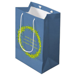 Sacola Para Presentes Média Bolsa de presente de casamento azul-acácia-amarela