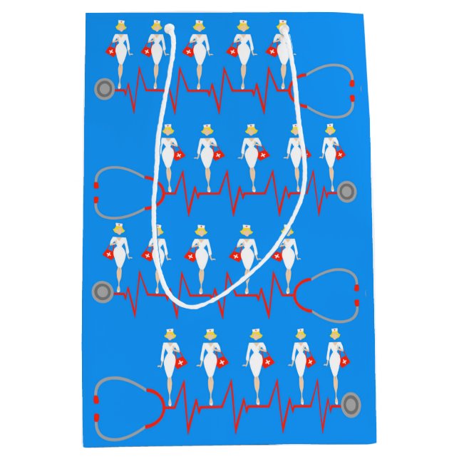 Sacola Para Presentes Média Bolsa de Presente de Enfermeira Retroativa (Frente)