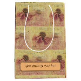 Sacola Para Presentes Média Bolsa de presente de flores e de notas musicais