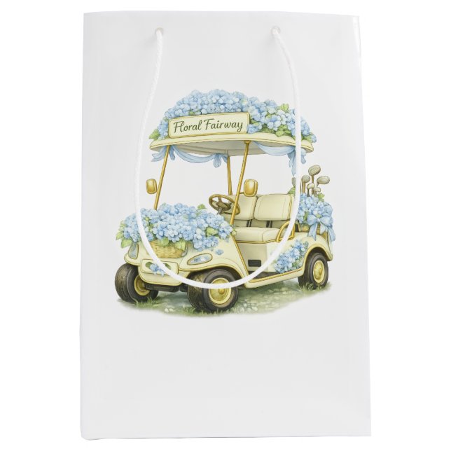 Sacola Para Presentes Média Bolsa de Presente de Golfe Floral Fairway (Frente)