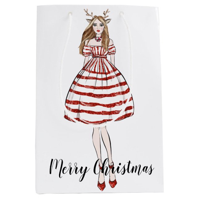 Sacola Para Presentes Média Bolsa de Presente de Natal Médio (Frente)