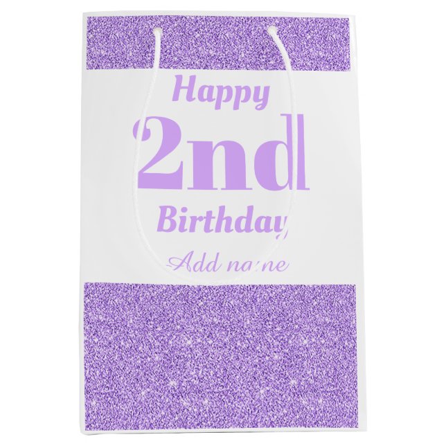 Sacola Para Presentes Média bolsa de presente de segundo aniversário personali (Frente)