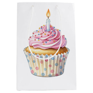 Sacola Para Presentes Média Bolsa de Presente do Cupcake de Aniversário