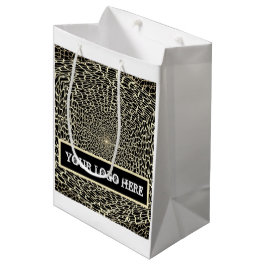 SACOLA PARA PRESENTES MÉDIA BOLSA DE PRESENTE DOURADA E PRETA FOFINHA