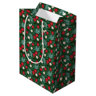 Sacola Para Presentes Média Bolsa de Presente Floral de Natal