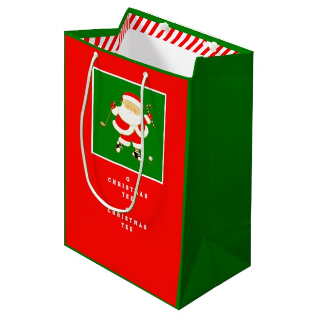 Sacola Para Presentes Média Bolsa de Presente Médio de Natal de Golf (Frente inclinada)