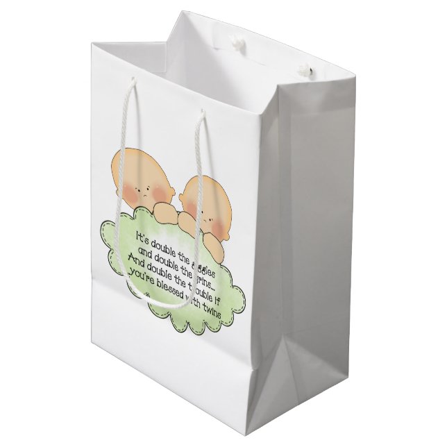 Sacola Para Presentes Média Bolsa de presente meio-presente de poema gêmeo (Frente inclinada)