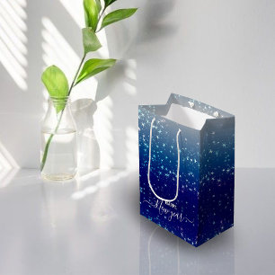Sacola Para Presentes Média Bolsa de Presente nas Estrelas de Natal Padrão