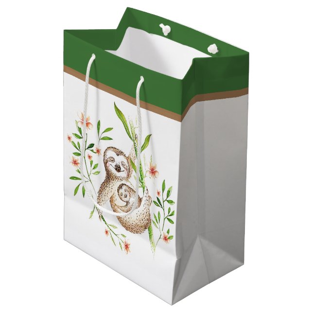 Sacola Para Presentes Média Bolsa de presentes média para a mãe e as preguiças (Frente inclinada)