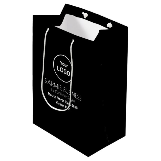 Sacola Para Presentes Média Bolsa Personalizada Básica com Logo, Bolsa de Comp (Frente inclinada)