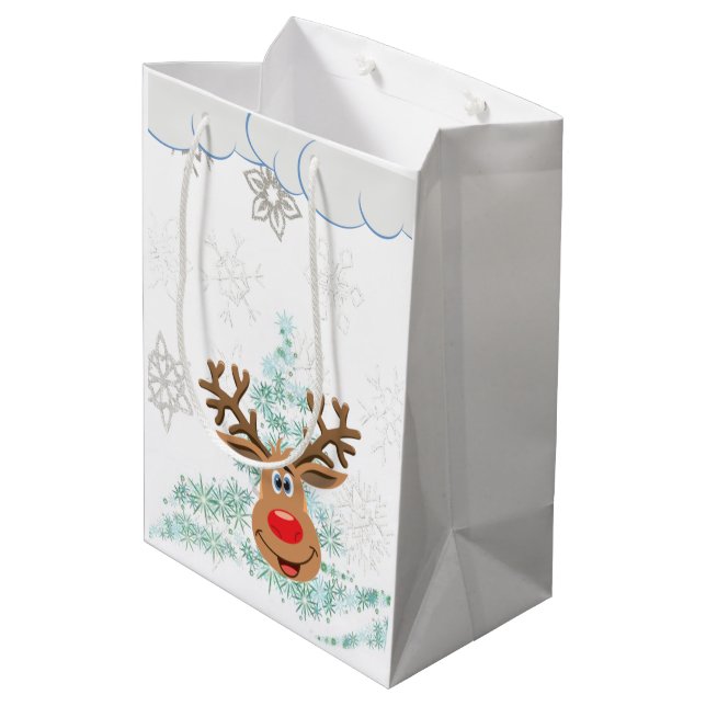 Sacola Para Presentes Média Bolsas de Presente de Natal Reindeer (Verso inclinado)