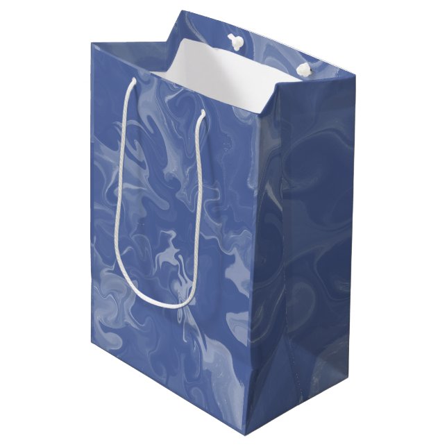 Sacola Para Presentes Média Bolsas de Regalo Azul Marmolado (Frente inclinada)