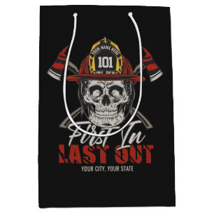 Sacola Para Presentes Média Bombeiro de NOME Personalizado Primeiro no Bombeir