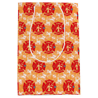 Sacola Para Presentes Média Bombeiro Resgate Contra Incêndio Cruz de Malta Fog