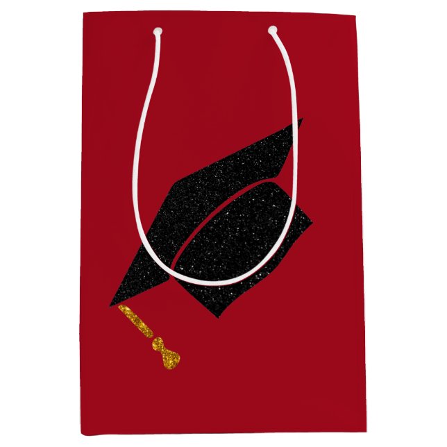 Sacola Para Presentes Média Boné de formatura com brilho (Frente)