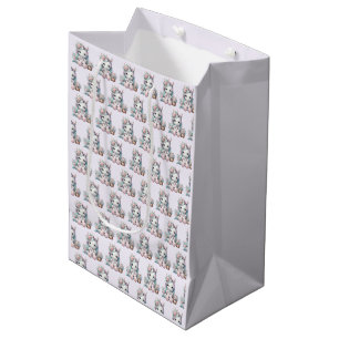 Sacola Para Presentes Média Boneca Pastel Kawaii Unicórnio com Cesto de Flores