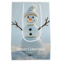 Sacola Para Presentes Média Boneco de Neve de Bolas de Golfe de Natal