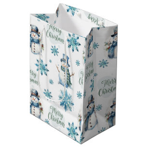 Sacola Para Presentes Média Boneco de Neve de Natal
