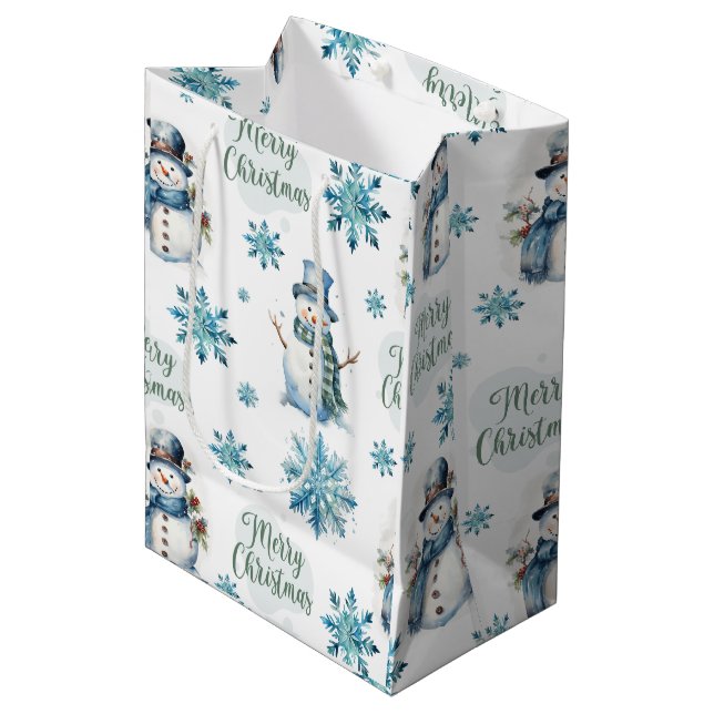 Sacola Para Presentes Média Boneco de Neve de Natal (Frente inclinada)