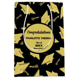 Sacola Para Presentes Média Bonés de formatura Dourados no Festa do Diversão N