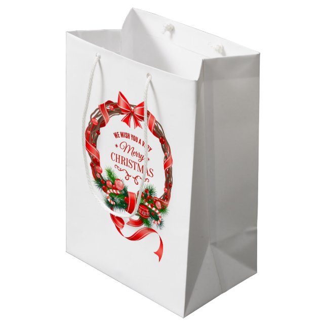 Sacola Para Presentes Média Bonita e Elegante Fenda de Natal Bag (Frente inclinada)