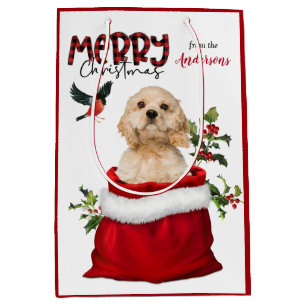 Sacola Para Presentes Média Bonito Cocker Spaniel Cuppy Natal