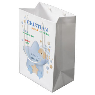 Sacola Para Presentes Média Bonito Dormir Ursinho De Bebê, Garoto De Bebê, S