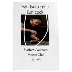 Sacola Para Presentes Média Bonito e sabe cozinhar adicionar nome master chef