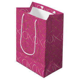 Sacola Para Presentes Média Bonito Gama Dourada Rosa XOXO