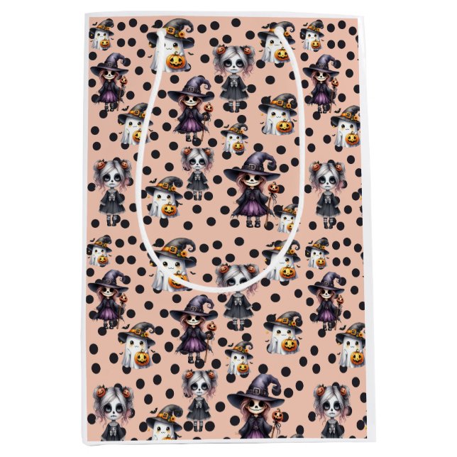 Sacola Para Presentes Média Bonito Halloween (Frente)