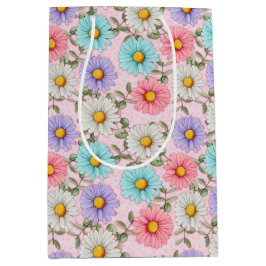 Sacola Para Presentes Média Bonito margaridas coloridas