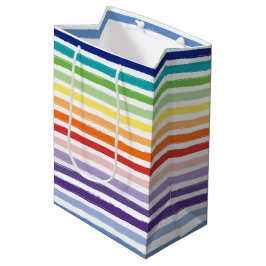 Sacola Para Presentes Média Bonito Rainbow Stripe Patterno Aniversário
